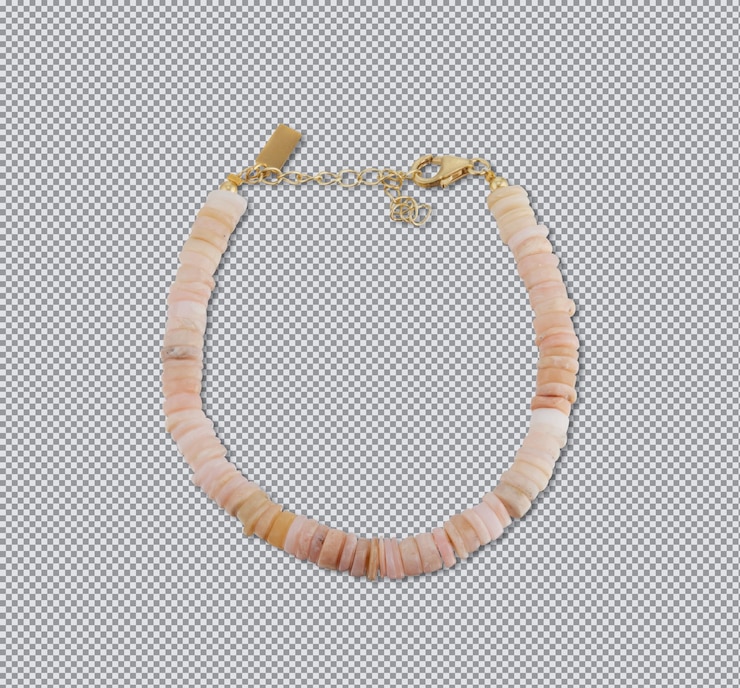 PSD pulseras de cuentas de ópalo rosado
