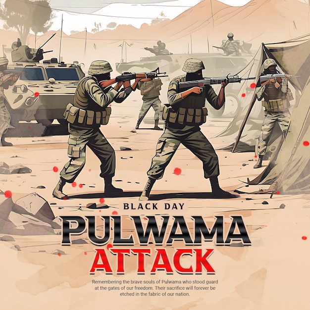 PSD pulwama ataca um dia negro na índia banner de modelo de postagem em mídia social