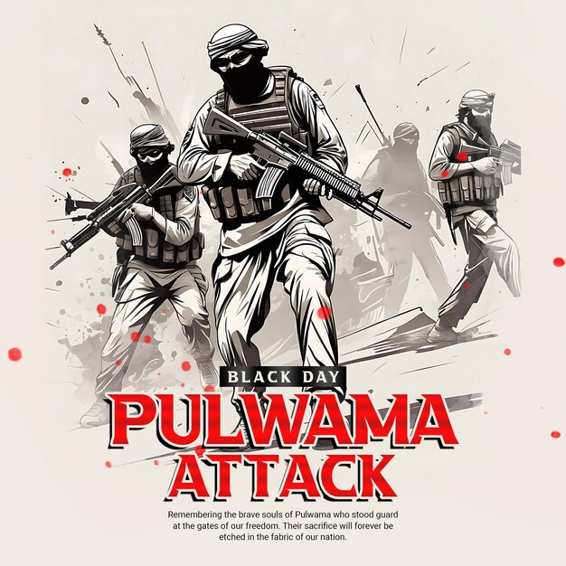 PSD pulwama attack un día negro en india plantilla de publicación en redes sociales banner