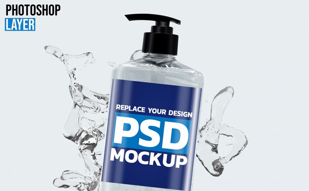 Pump gel bottle mockup design