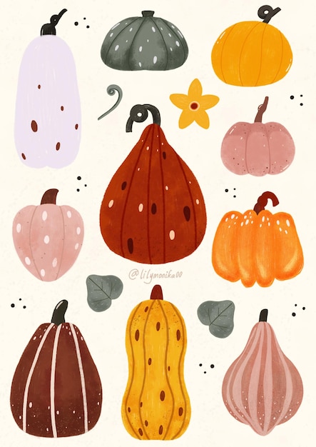 Pumpkin-muster-illustrationssatz