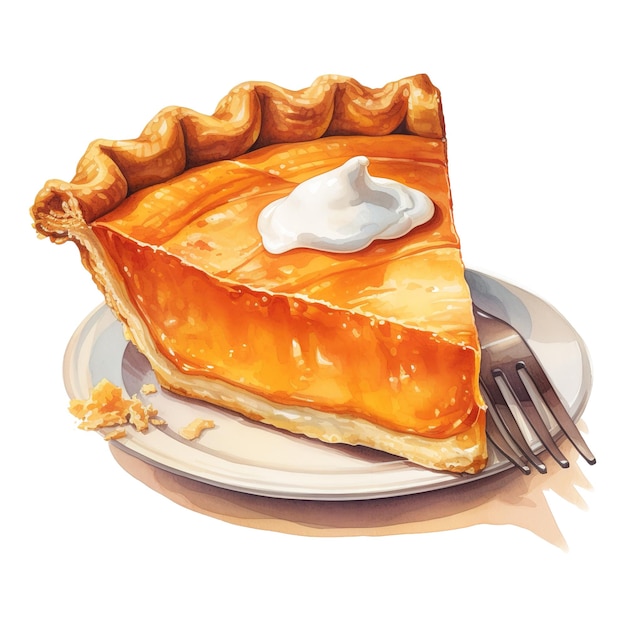 PSD pumpkin pie foods illustration aquarelle style ai généré par l'intelligence artificielle