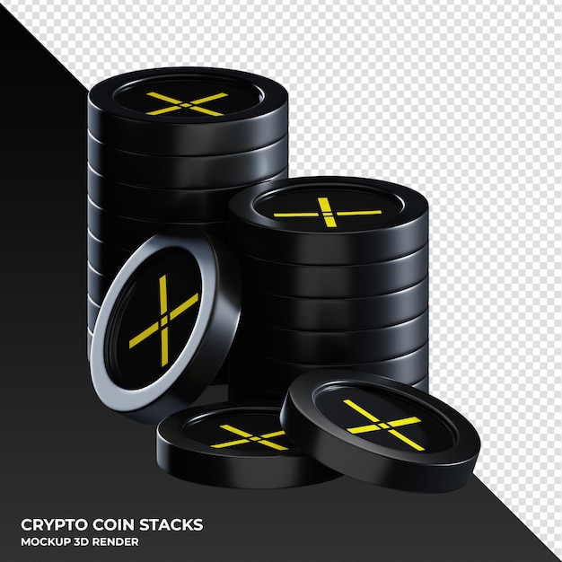 Pundi X PUNDIX pilas de monedas cryptocurrency 3D Render ilustración