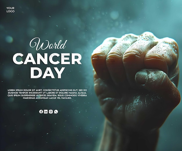 PSD punhos em solidariedade, aumentando a conscientização sobre questões femininas postagem do dia do câncer