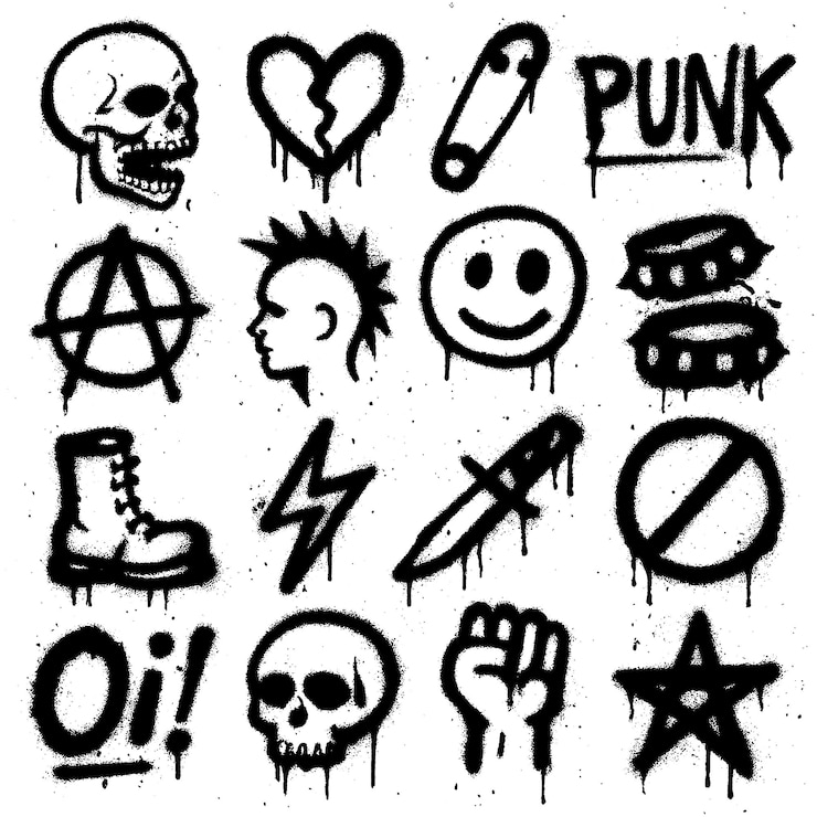 PSD punk rock icons a collection of symbols