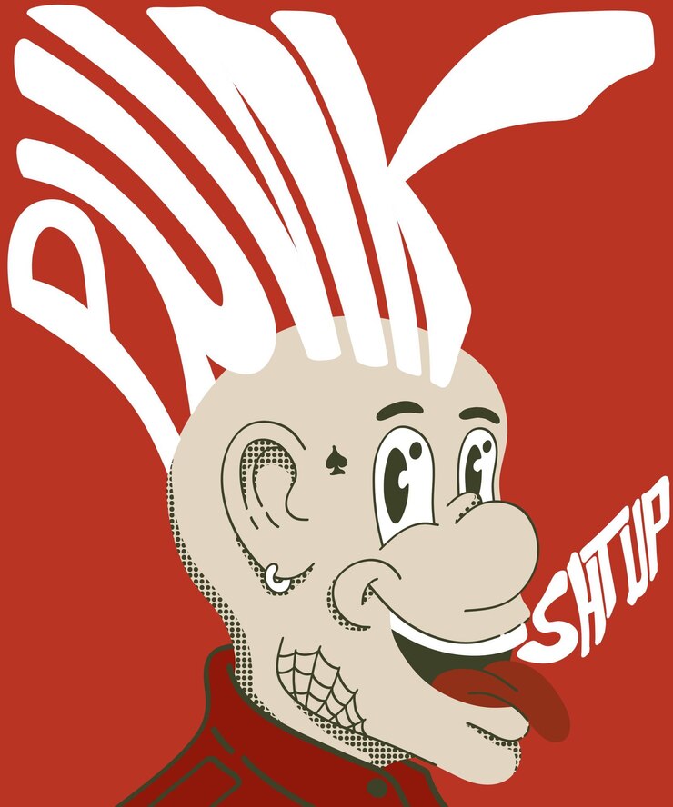 PSD punk-rock-poster und zeichentrickfilme