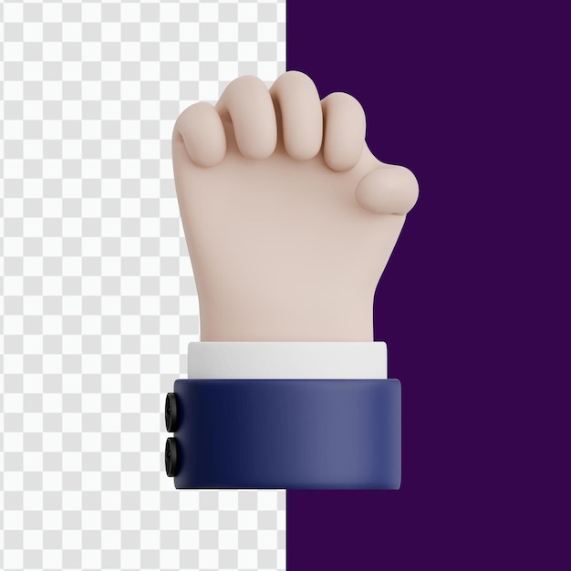 El puño en traje en 3D