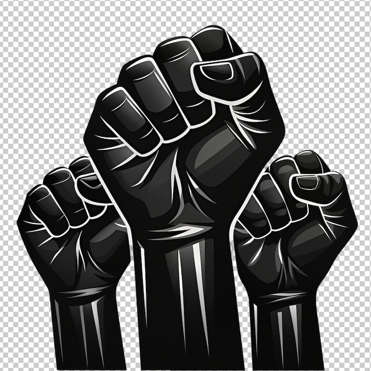 PSD los puños de orgullo del poder negro en un fondo transparente
