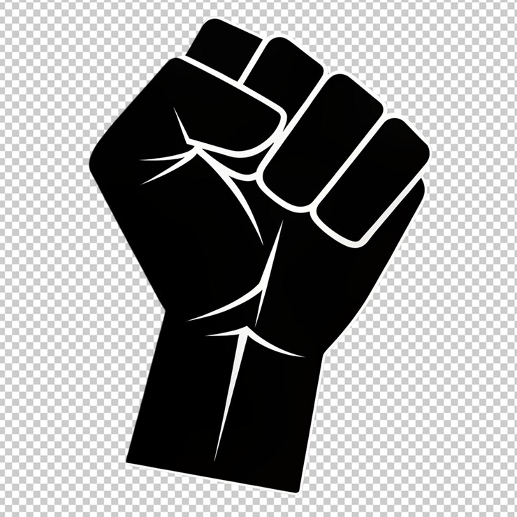 PSD los puños de orgullo del poder negro en un fondo transparente
