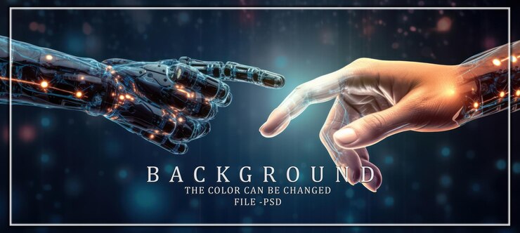 PSD las puntas de los dedos de los humanos y los robots casi se tocan