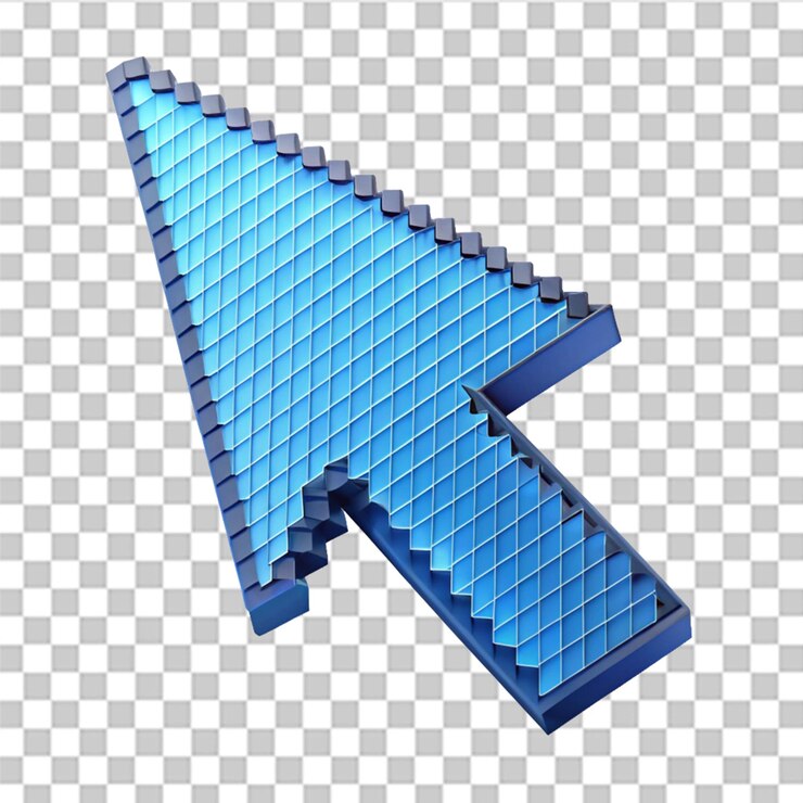 PSD puntatore a freccia blu cursore geometrico realistico del mouse per il sito web isolato su sfondo trasparente