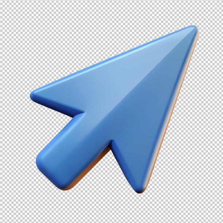 PSD puntero de flecha cursor de ratón interfaz de computadora 3d aislada en un fondo transparente