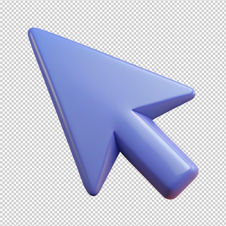PSD puntero de flecha cursor de ratón interfaz de computadora 3d aislada en un fondo transparente