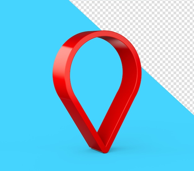Puntero de mapa rojo 3d pin Símbolo de ubicación aislado sobre fondo blanco Ilustración 3D