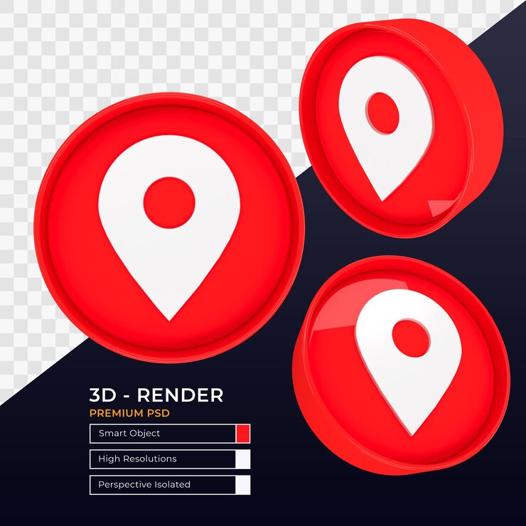 PSD punto icono perspectiva aislada render 3d