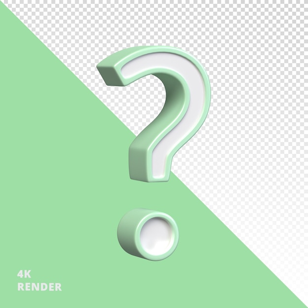 Punto interrogativo icona rendering 3D