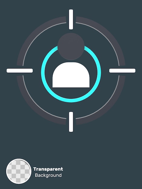 PSD punto de mira 3d y personas para el fondo transparente del público objetivo