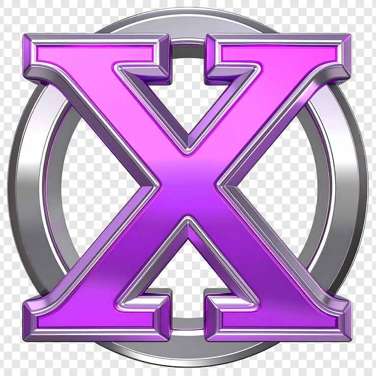 PSD purple 3 d capital letter x graphic design element