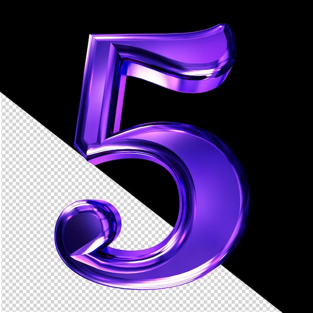 Purple 3D symbol with bevel number 5