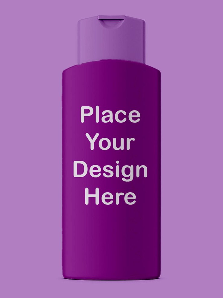 PSD purple bottle mockup psd for shampoo lotion or cosmetic product