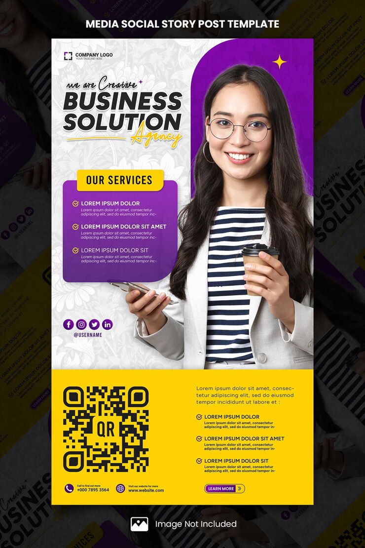 PSD purple business agency media social story post template (template de postagem de histórias sociais da agência de negócios)