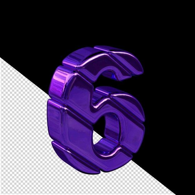 purple diagonal block 3d symbol view from the left number 6