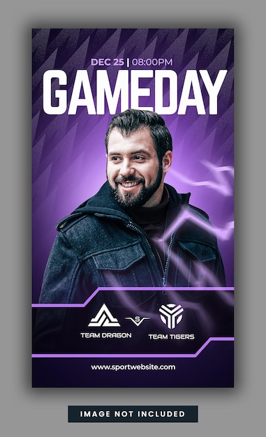 Purple Gameday esport gaming modello di storia di Instagram