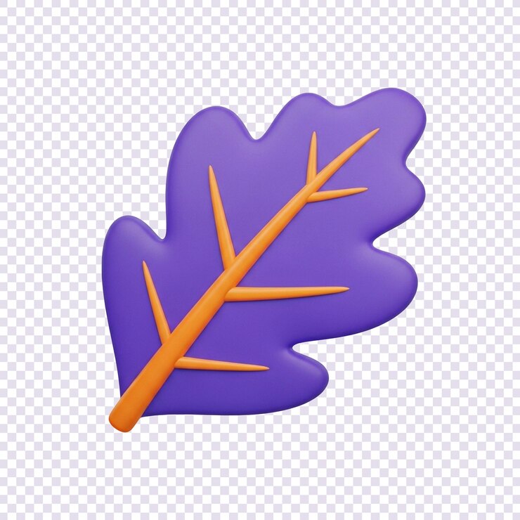 PSD purple oak leaf cartoon 3d illustration