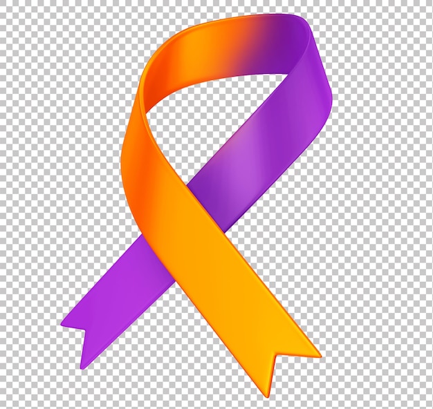 PSD purple et orange ribbon 3d pour le mois de février lupus alzheimer fibromyalgie et camp de sensibilisation à la leucémie