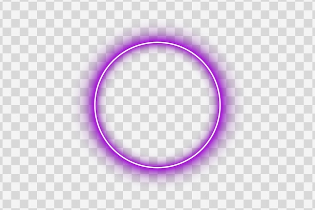 Purple pink neon glowing ring circle with bright light sphere orb outline on Transparent Background