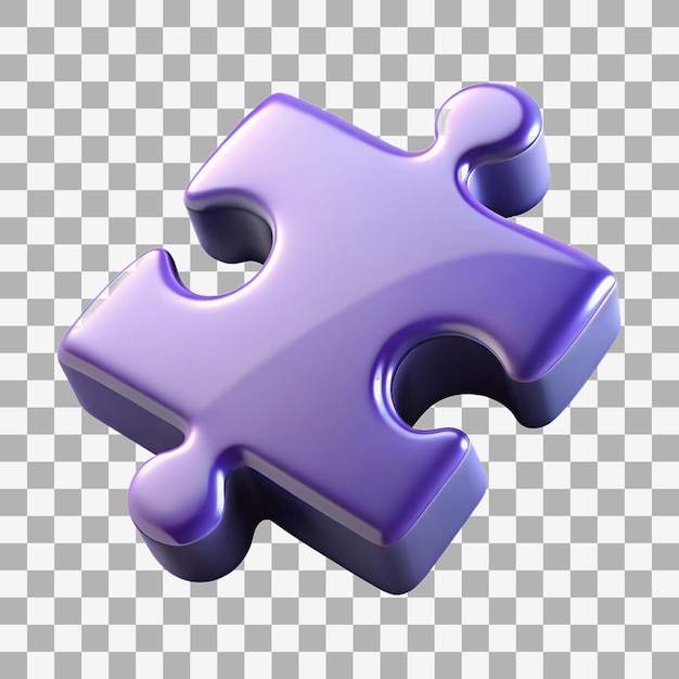 Purple Puzzle Piece Isolated on Transparent Background
