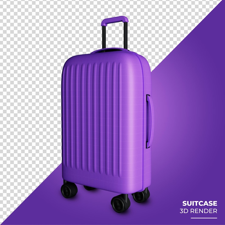 PSD purple suitcase 3d render design
