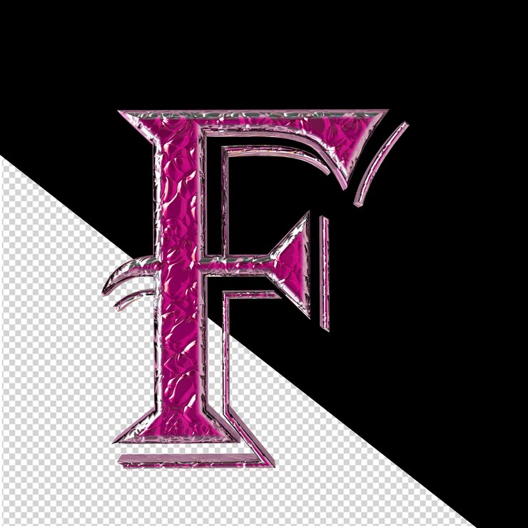 PSD purple symbol in a silver frame letter f