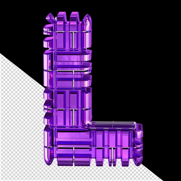 PSD púrpura oscuro transformado 3d símbolo letra l