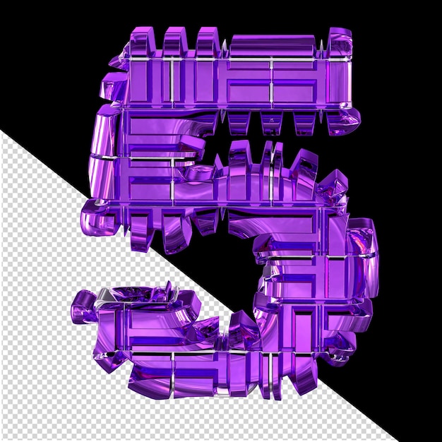 Púrpura oscuro transformado símbolo 3d número 5
