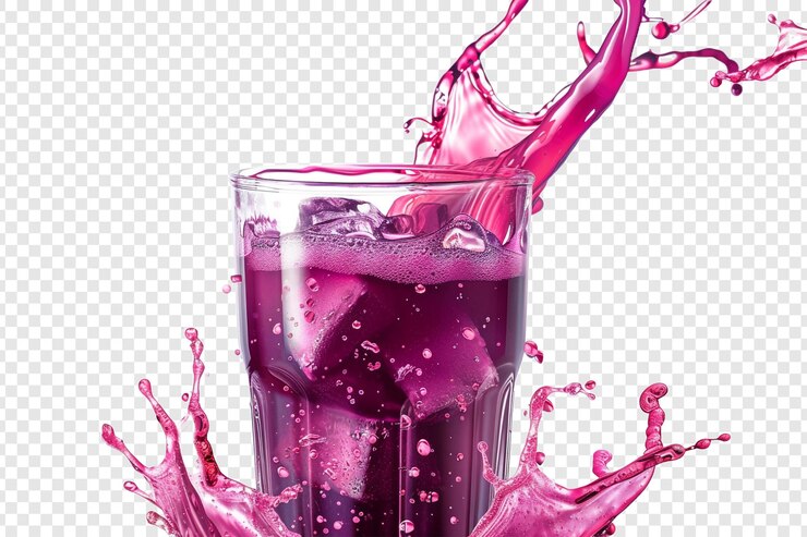PSD purpurfarbener saft, isoliert auf durchsichtigem hintergrund