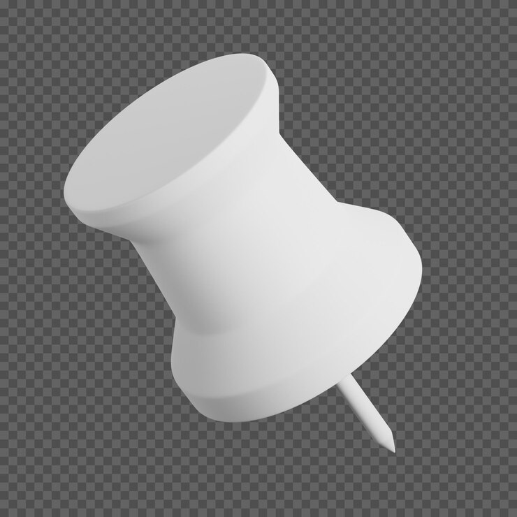 PSD pushpin renderizado em branco em 3d
