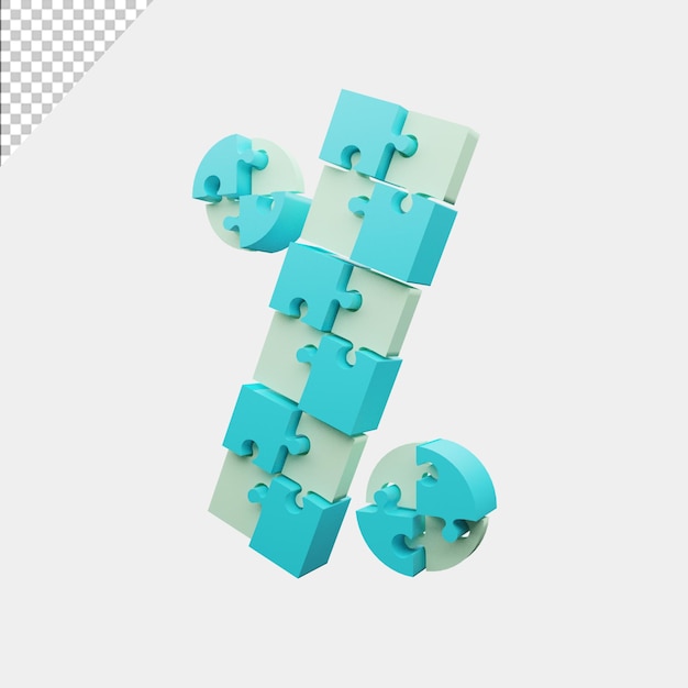 Puuzzel con iconos de porcentaje en render 3d realista PSD gratuito