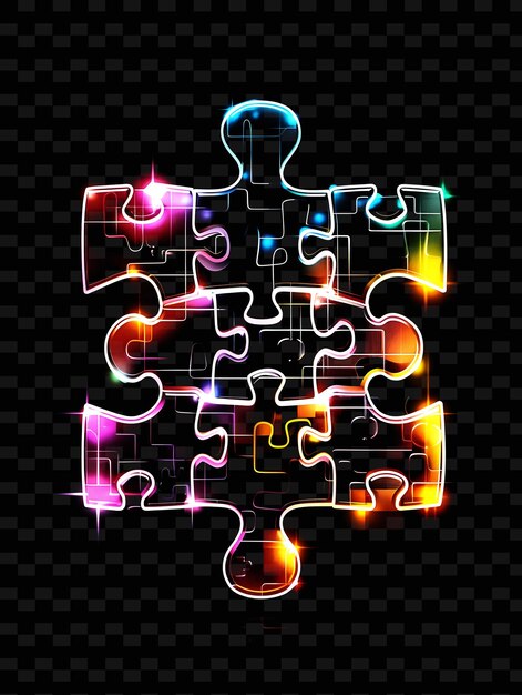 PSD un puzzle coloré avec le mot puzzle dessus