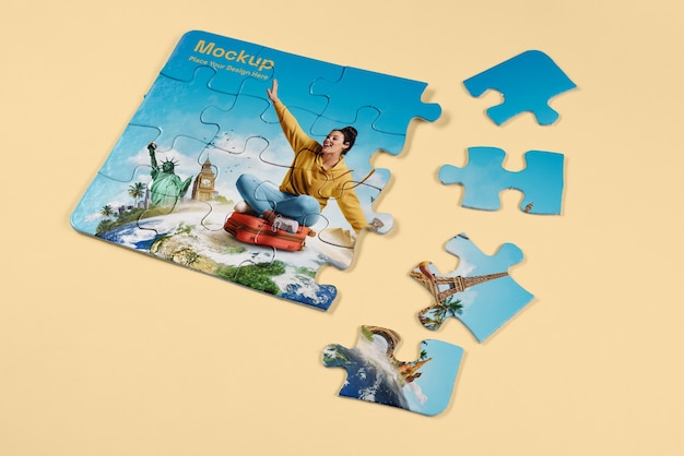 PSD puzzle avec maquette de conception créative