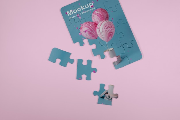 Puzzle mit kreativem Design-Mockup