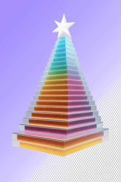 PSD une pyramide faite de papier multicolore avec une étoile dessus