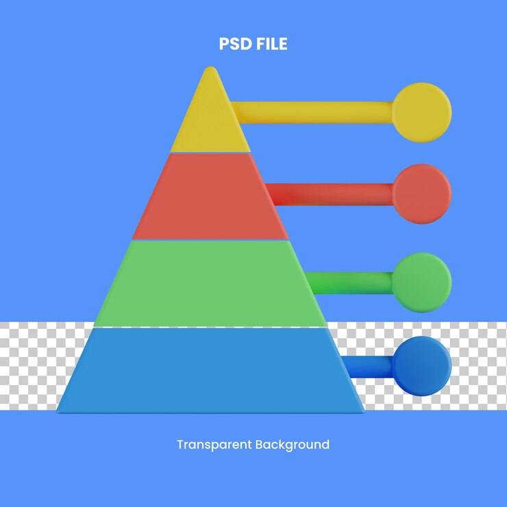 PSD pyramide graphique rendu 3d icône illustration analytique