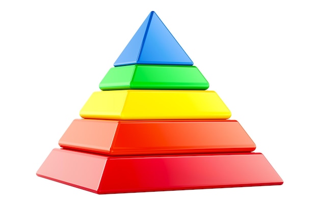 Pyramide avec des niveaux de couleurs diagramme de pyramide rendu 3D isolé sur un fond transparent