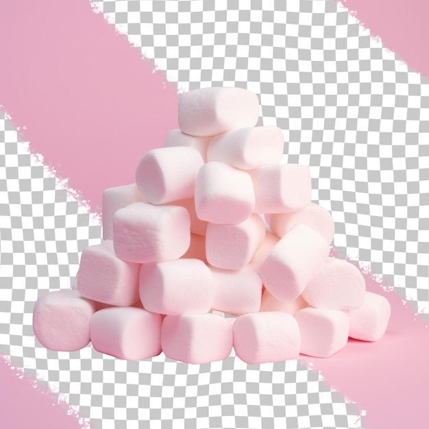 PSD une pyramide rose et blanche de marshmallows est montrée sur un fond rose