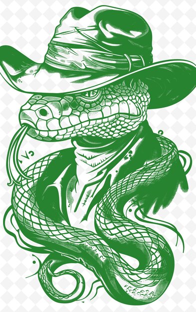 PSD python avec un fedora et une expression mystérieuse poster desi animals sketch art vector collections