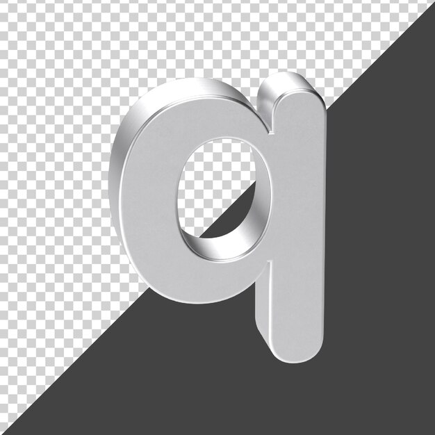 q letra de plata en representación 3d 3d realista letra q