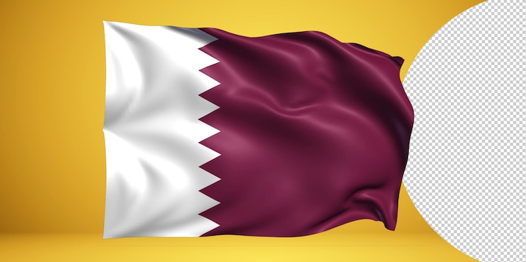 PSD qatar waving flag realistic isolated on transparent png