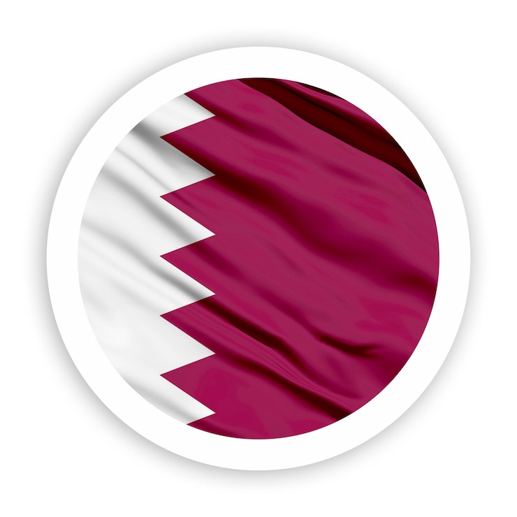 PSD qatar waving flag with white rounded circle frame