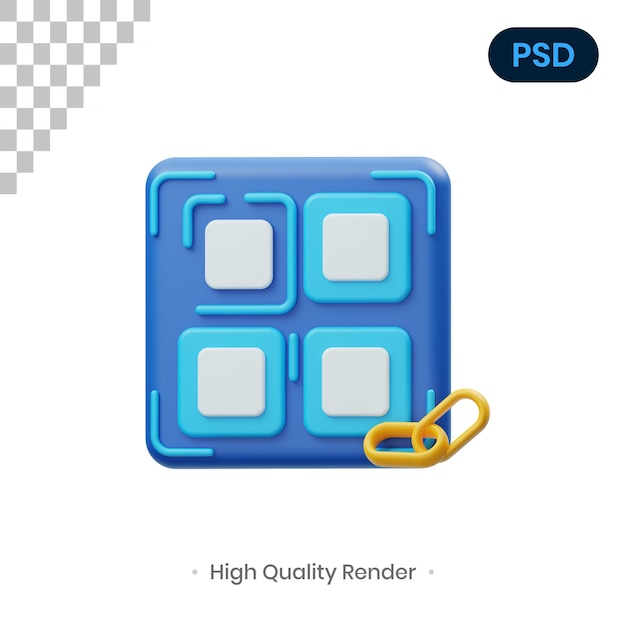 Qr code 3d render illustration premium psd